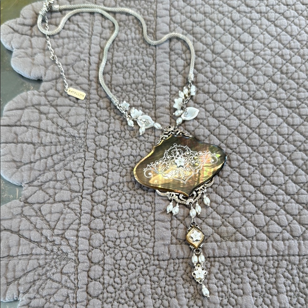 Silver Necklace with Pearl Accents